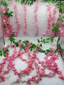 1/2pcs Artificial Wisteria Vine, Durable Plastic Faux Wisteria Flower Garland Hanging Decor, Suitable For Year-Round Wedding Decoration, Indoor/Outdoor Commercial Decoration - Multicolor - View 10