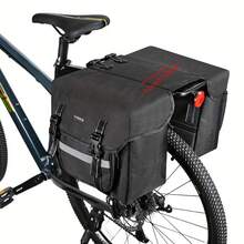 Large Capacity High Quality Bicycle Rear Seat Bag, Electric Bicycle Rear Rack Luggage Bag, Large Capacity Storage Bag, Adjustable Shoulder Strap, Spacious, Convenient For Commuting And Travel Bicycle Accessories, Gift Choice For Grandfather, Father - Black - View 2