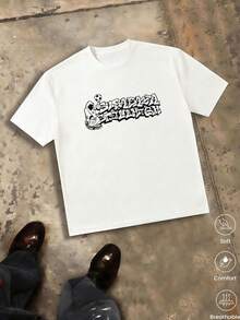 Unisex T-Shirt, 100% Cotton, Regular Fit, With Graphic Print, Short Sleeves, Casual Style, Summer Streetwear, Urban Style, Printed Top, Vintage Fashion, Soft And Breathable. - 青碧色 - 查看 1
