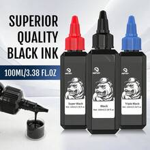 DQFART 100ml/3.38oz 大容量黑色紋身墨水，深黑色紋身顏料，易於塗抹，持久，溫和配方，適合紋身藝術家和初學者 - 彩色 - 查看 3