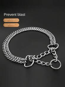 Stainless Steel Double Chain Dog Collar, Choker Necklace For Large Dog Breeds - Doberman, Cane Corso, Rottweiler - Silver - View 3