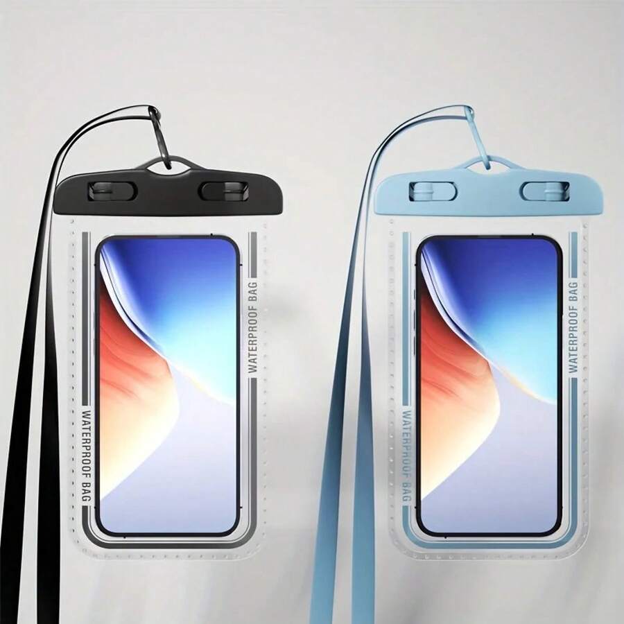 2個セット ユニバーサル防水携帯電話ポーチ（ストラップ払ういき、耐水性）<wbr>プラスチックCa, 17/16/15/14/13 Pro Max Plus水の中ででもタッチ操作がスムーズに反応するし、落下防止用ヘッドギアけストラップ払いき、水で泳ぐ・シュノーケリング・サーフィン・ラフティング・海水浴・海辺旅行・水中撮影などさまざまなウォータースポーツに最适。 - ブラック+ピンク - チェックする 1