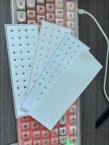 1/2片俄文日文阿拉伯文鍵盤字母貼紙，無邊框轉印字母字符，適用於PC桌上型電腦鍵盤、筆記型電腦，字母修補貼，多色可選 - 彩色 - 查看 8