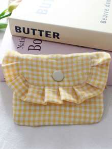 Cute Plaid Camera Bag CCD Storage Pouch Canvas Camera Case Mini Square Makeup Bag Camera Dust-Proof Storage Bag Camera Storage Pouch Women's Lipstick Sanitary Napkin Storage Bag Wallet Coin Purse Card Holder Small Makeup Zipper Bag - Multicolor - View 15