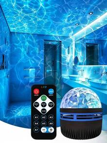 USB Plug-In Ripple Effect Night Light, RGB Color Changing Projector With Remote Control For Room Atmosphere - Multi-color light - View 2