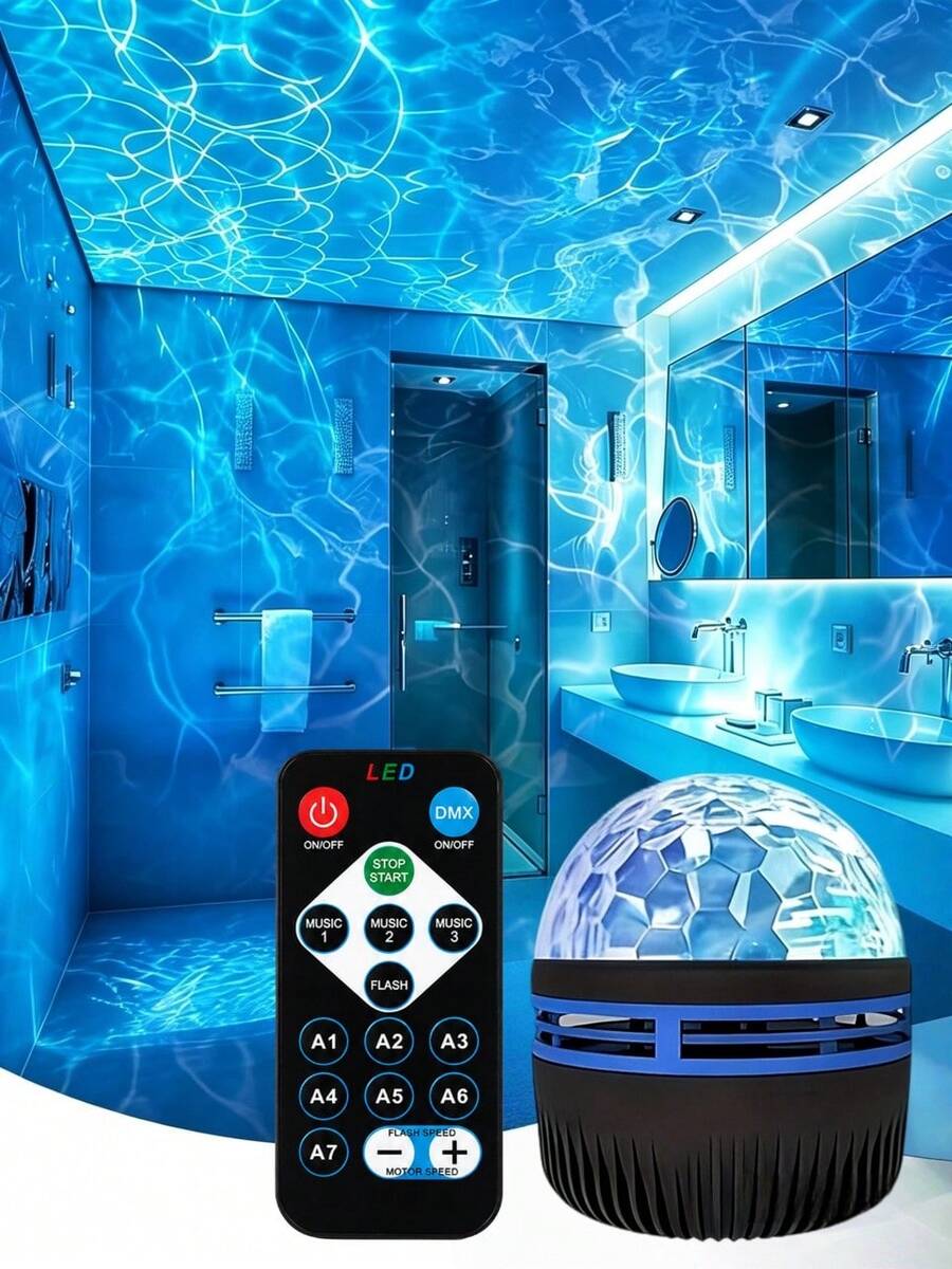 USB Plug-In Ripple Effect Night Light, RGB Color Changing Projector With Remote Control For Room Atmosphere