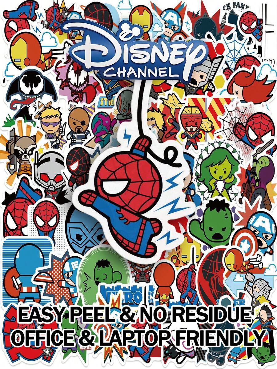 Disney Officially Licensed Marvel Avengers Stickers - 50pcs Waterproof Vinyl Decals