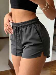 Women's Summer Lightweight Romper, With Zipper Pockets, Casual Pants, Versatile (Fits All Body Types), Suitable For Commuting And Sports - Dark Grey - View 4