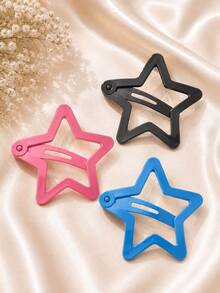 Mixed Colors Tic Tac Star Hair Clip Set Hair Accessories To Tame Frizz / Bangs Clip - 一套3個大彩色玩具 - 查看 1