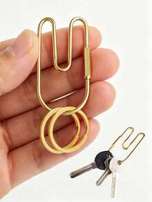 Brass Key Ring With Key Chain, Screw Twist Metal Key Ring, Key Storage Pendant, Minimalist Bag Decoration Pendant, Daily Accessory, Unisex Daily Key Accessory Gift, Suitable For Hanging Bags, Outdoor, Travel And Gifts, Unique Party Gift, Birthday Gift, Teacher Gift, Back To School Gift - Multicolor - View 2