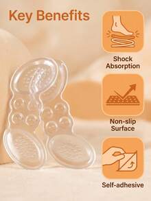 2pcs Comfortable Anti-Friction Soft Silicone Heel Pads For Shoe Size Reduction - Clear - View 5