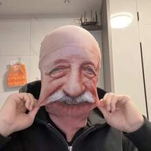 1pc Ultra-Realistic Old Man 3D Mask - Halloween Prank Prop, Party Roleplay Fun Mask, Holiday Atmosphere Decoration, Creative Gag Toy. Made Of Elastic Breathable Fabric, Suitable For Costume Parties, Theme Parties And Short Video Shooting; Essential For Prank Lovers, Bringing Endless Fun And Surprises, Halloween Decor, Fall Decor, Dorm Essential, Fall Home Decor - A - View 2