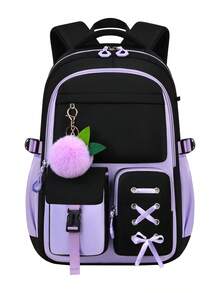 Girls Student Backpack, Student Bag, 15-Inch Laptop Backpack, Outdoor Camping Travel Bag, Smooth Zipper Backpack, Daily Use For Teenagers, Suitable For Teenagers - Blue - View 11