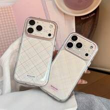 GUCADI Ins-Style Niche Girly Diamond Pattern Polka Dot Bow Phone Case, Kompatibel Dengan 17 Pro, Versi Transparan Kompatibel Dengan 16, Versi Full Coverage Kompatibel Dengan 14, Cocok Untuk 15 Dan 17, Korean Plaid, Girly, Pola Geometris, Minimalis Segar, Gaya Color Block, Niche, Gaya Soft Girl, Ins-Style - hijau - View 2