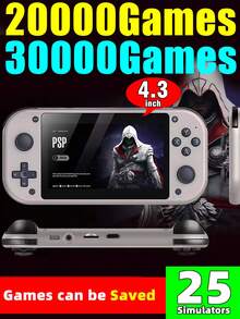 Máy chơi game cầm tay 1 chiếc, tích hợp 25 trình giả lập như GBA/PSP/PS1, hơn 30.000 trò chơi cổ điển, màn hình ngang 4.3 inch, hai cần điều khiển, thiết bị chơi game mini cầm tay kiểu arcade cổ điển. - Nhiều màu - Xem 2