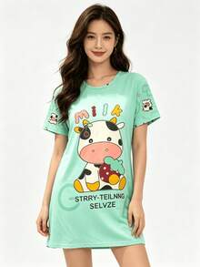 Dibujos animados lindo pijama set 4 piezas - Verde - Ver 7