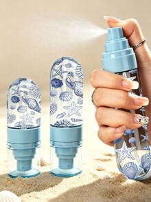 Blue Shell Print Spray Bottle - Reusable And Portable Spray Bottle / Travel Essential / Suitable For Essential Oils, Perfumes And Body Lotions / Suitable For Hair Salons, Kitchens, Bathrooms And Gardens (Random Pattern Cut), Mini Perfume - Multicolor - View 3