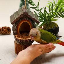 Hanging Bird Feeder Resin Bird House Garden Bird Decor Tree Stump Bird Nest Outdoor Yard Bird Station With Hanging Rope - View 6