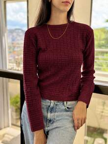 Long-Sleeved Modal Knit Blouse For Cold/Warm Winter. - Color caoba - Ver 2