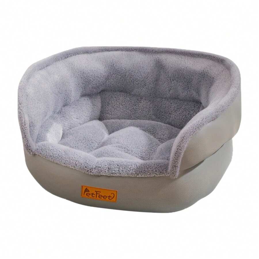 Round Donut Cat Bed Extra Soft Fluffy Plush Pet Nest With Anti-Slip Bottom For Indoor Cats Small Dogs - Grey - View 1