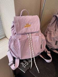 Mochila pequeña plegable ligera de estilo japonés popular primavera/verano 2026, diseño mini con bloques de color fresco, versátil y de moda para mujer, estilo universitario para estudiantes de secundaria, bachillerato y universidad, uso diario casual - Multicolor - Ver 10