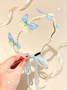Diadema de mariposa degradada para niñas, accesorio para el cabello ajustable, adecuado para el uso diario y fiestas de adolescentes - Rosa - Ver 5