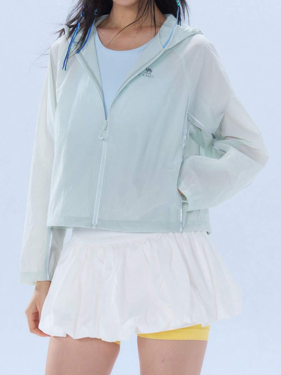 CAMEL CROWN Camisa de protección solar con cuello alto para mujer, chaqueta corta de protección solar ajustada para el verano - Brote verde - View 1