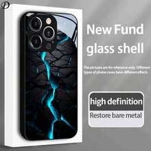[24h Shipping From DE/FR/ES] [24-Hour Local Shipping] Blue Flash Marble Pattern Tempered Glass Phone Case, Matte Shockproof Protective Cover, Perfect Birthday/Christmas Gift For IPhone 17/16/15/14/13/12/11 Plus Pro Max/17Air/16e, Galaxy S21-S26 Ultra/Edge/Fe/Plus, Cell Phones, Scratch-Resistant Slim Black Case For Men & Women - 1 PCS - View 1