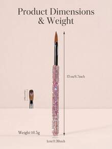 Professional Diamond Nail Art Brush Set - 3 Sizes Pink Rhinestone Acrylic Nail Brush For Nail Extension, 3D Carving, And Gel Polish Application - Salon Quality Manicure Tools - Pink - View 2