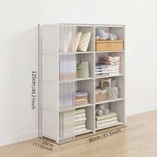 5/6 Tier White Bookcase, Space-Saving Bookshelf With Dust Cover, Multifunctional Display Cabinet For Books, Clothes, Suitable For Bedroom, Study, Rental, Dorm - Multicolor - View 18