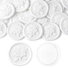 20pcs/Pack 3D Rose Pattern Wax Seal Stickers, Self-Adhesive Gift Wedding Invitation Envelope Seal Stickers, Pearl White - 3D Rose - Pearl White - View 4
