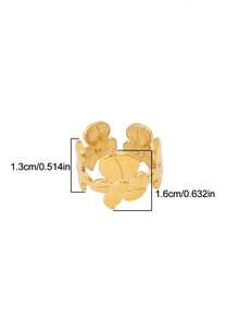1pc Stainless Steel Flower Ring For Women Fashion Simple 18K Gold Plated Open Rings Jewelry Suitable For Everyday Wear - Ring - View 6