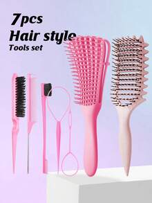 7pcs Curly Hair Brush Defining, Volume Curl Defining Brush For Effortlessly Detangling Shaping And Styling Women's Curls, Waves & Coils, Curly Hair Products, Reduce Frizz - Comb - View 1