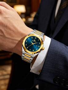 VA VA VOOM Men's Octagonal Quartz Watch, Arabic Numeral Dial, Brushed Stainless Steel Band, With Date, Sports Business Wristwatch - one-size - View 9