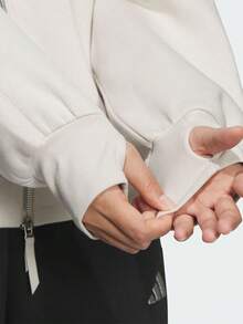 Adidas Women's FLEECE JKT Knit Collarless Jacket KC0047 - White - View 5
