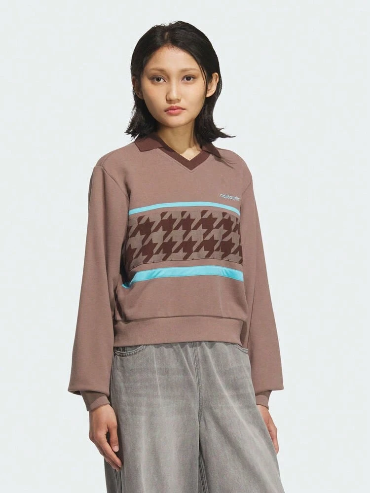 Adidas Originals 女款 HTTH SWEAT CREW 針織圓領運動衫 無帽 KC2690 - 棕色 - 查看 1