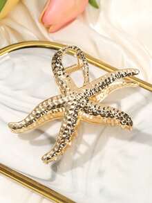 1 pièce Pince à cheveux en métal style bohème en forme d'étoile de mer, grande taille, convient pour les vacances, les fêtes, le port quotidien, accessoire de cheveux de plage d'été, pince à cheveux pour les vacances et les anniversaires - A - Voir 10