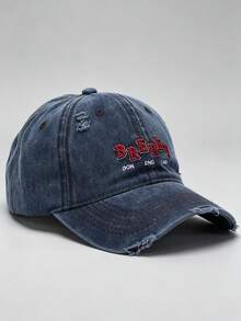 1 pieza Gorra de béisbol lavada con letra bordada para hombres, diseño ajustable, adecuada para senderismo, escalada, viajes y protección solar - A - Ver 12