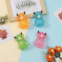 1/2/4pcs Glitter Crystal Highland Cow Squishy Finger Toy, Soft Slow Rebound Stress Ball, Cute Sensory Squeeze Toy For Kids And Adults, Anxiety Relief Desk Decor, Party Favor, Classroom Prize, Gift Bag Filler, Random Color - Multicolor - View 2