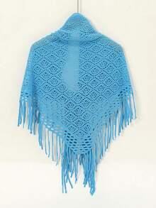 1pc Minimalist Solid Color Hollow Rhombus Pattern Triangle Scarf, Women Triangular Shawl Wrap Air Conditioned Room Decor Scarf - Multicolor - View 10