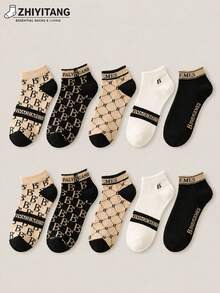 ZHIYITANG 1/3/5/8/10/20 Pairs Men Ankle Socks, Random Assorted, High-Quality, Fashionable, Casual, Breathable, Sweat-Absorbent, Lightweight, Low-Cut, Summer, Size 39-42/43-46 - Multicolor - View 14