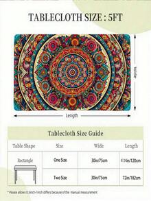 قطعة واحدة من مفرش الطاولة المرن للاستخدام الخارجي، بأسلوب بوهيمي، للنزهات الخارجية والتخييم وتناول الطعام في الفناء الخلفي، ملائم مرن، قابل للغسل في الغسالة - A - مشاهدة 2