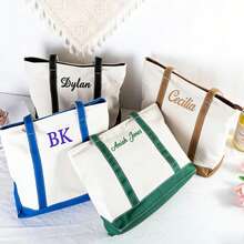 CFUNIQ 1pc Customized Canvas Tote Bag, Create A Unique Bag Just For You! Durable Canvas Tote Bag Not Only Practical But Also A Canvas To Showcase Your Personalized. Embroidery, Add Elegant Name, Initial Or Special Text - Multicolor - View 8