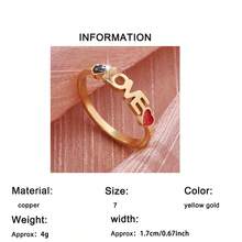 1pc Elegant Romantic "LOVE" + Heart Design Ring, Perfect Ideal Valentine's Day, Anniversary, Birthday Gift, Suitable For Wedding, Proposal, Confession, Daily Decoration - Yellow Gold - View 4