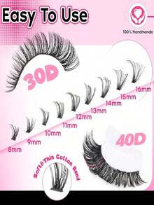 200PCS D Curl Cluster Lashes, 30D 40D 80D 100D Mixed Volume DIY Individual Lash Extensions, 9-16mm Wispy Fluffy False Eyelashes, Segmented Lash Clusters, Manga Doll Eye Style, Lightweight Lashes For Daily Makeup, Date, Party, Festival - View 3