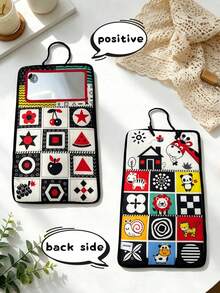1pc Unisex Floor Mirror, High Contrast Car Hanging Folding Mirror, Baby Development Cognitive Learning Cloth Book Practice, Newborn Tummy Time Crawling Toy, Baby Gift - 彩色 - 查看 5