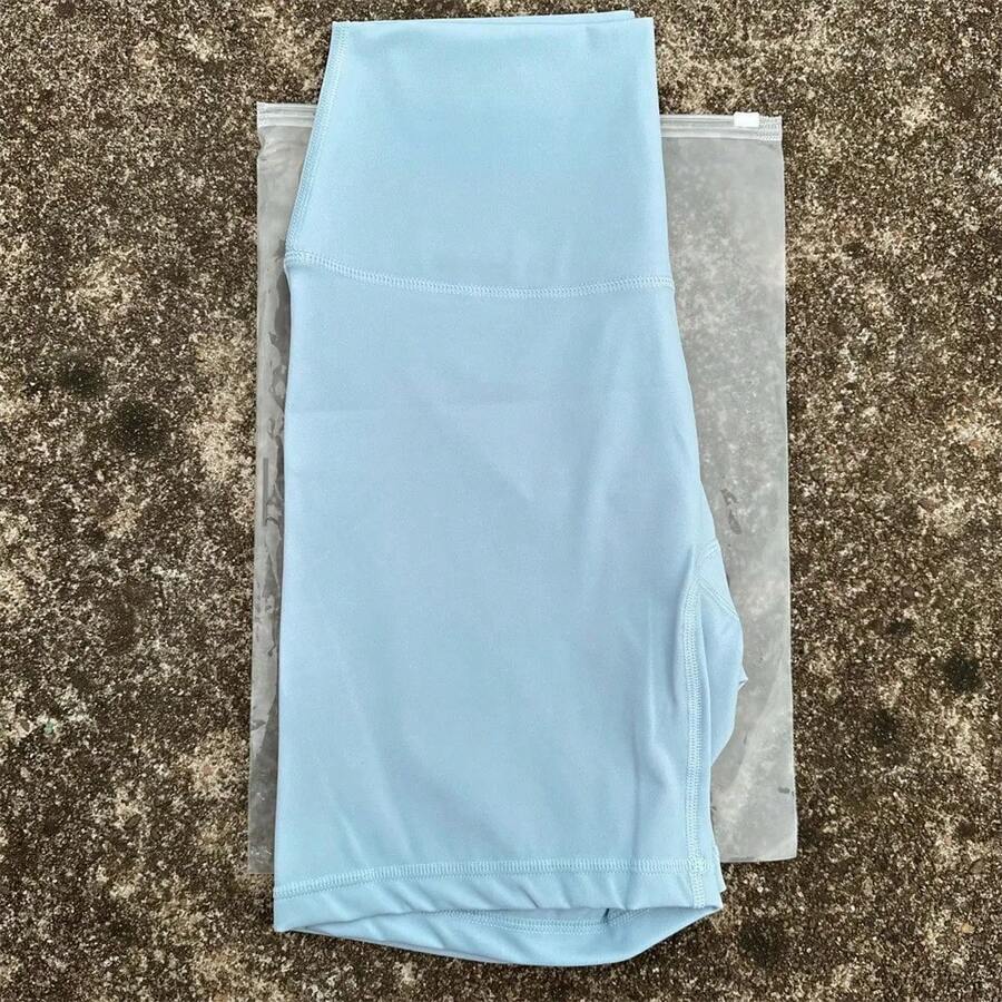 Solid Color Women's Fitness Sports Shorts High Waist Yoga Leg Shorts Cycling Full Body Workout Jog Squat Proof Inner Pocket - 藍色 - 查看 1