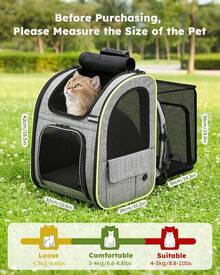 Pecute Zaino per Cani Gatti Estensibile, Cuccia Portatile, Trasportino Estraibile Indicato per Viaggi Sia Lunghi Che Corti, Grigio XSDD - Grigio, XL - Visualizzare 11