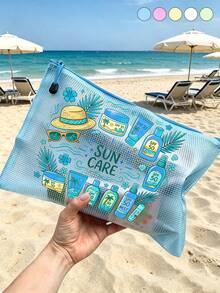Exquisite Bikini-Muster PVC wasserdichte Strandtasche/Kulturtasche/Reißverschluss-Aufbewahrungstasche - leicht, langanhaltend und farbecht Damen-Make-up-Kulturtasche, TSA-konforme tragbare Make-up-Tasche, leicht zu reinigen; geeignet als Geschenk für Mütter, Lehrer, Freunde oder Krankenschwestern; kombiniert Make-up-Tasche und Reise-Aufbewahrungsfunktionen, unverzichtbar für Schulferien, Schulanfang und tägliche Ausflüge; Muttertagsgeschenk, Reise- und Sommer-Essential. - Verschiedenfarbig - Übersicht 3