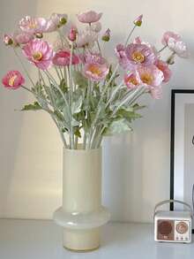1 pieza Flor de amapola artificial para decoración del hogar, flor de seda con tallo esponjoso, adorno de flor falsa, ramo para decoración de fiestas, decoración de bodas, decoración de mesa de restaurante, rama de flor artificial con alambre flexible - Multicolor - Ver 9